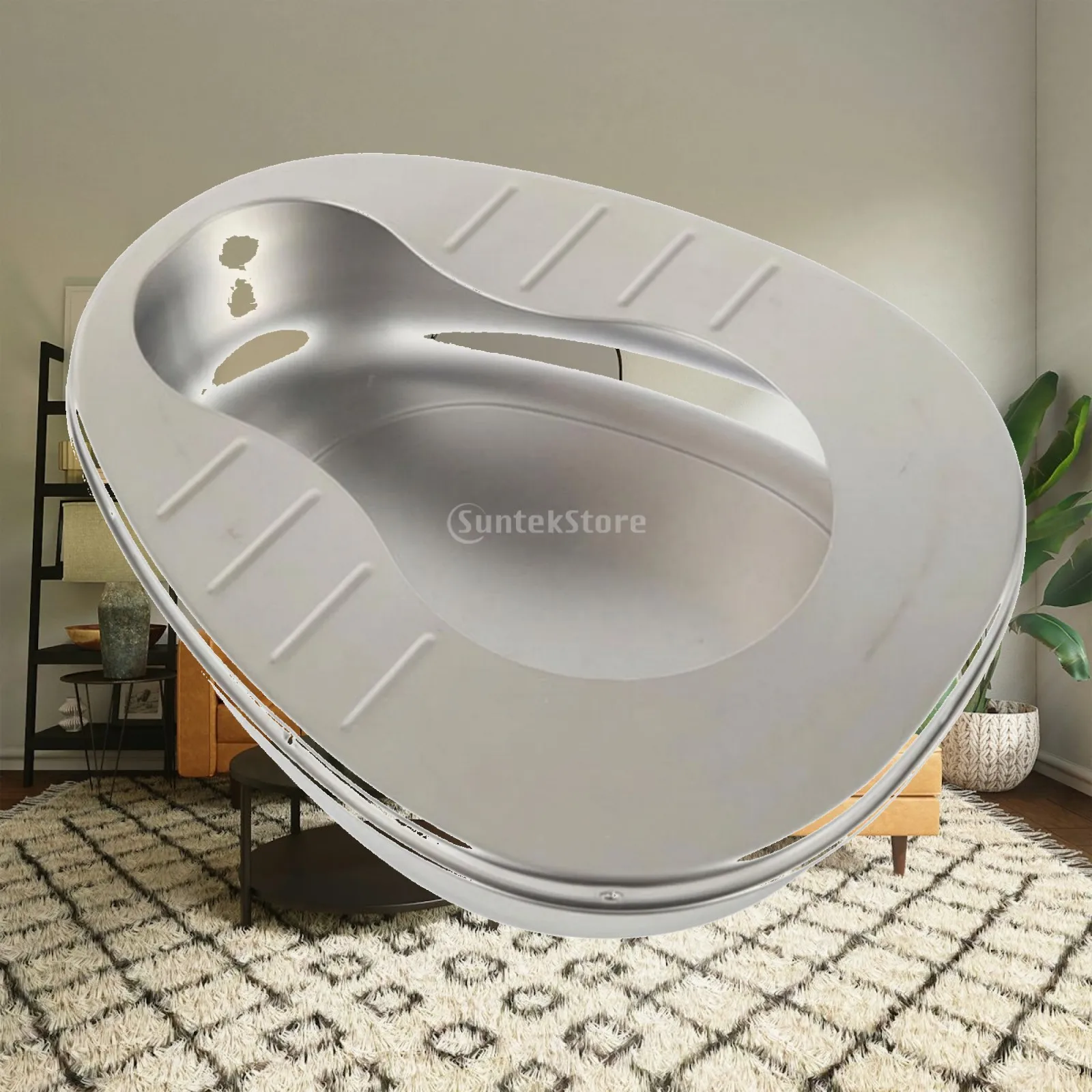 Compact Stainless Steel Bedpan for Adult Toileting Aid in Home Hospital Sloped Profile Spill Resistance