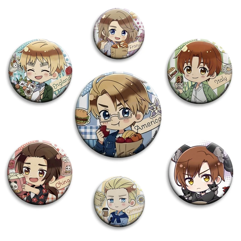 32mm Anime Hetalia Enamel Pin Creative Brooch Metal Badge for Bag Clothes Hat Shirt Decor Jewelry Accessories Gifts with Friends