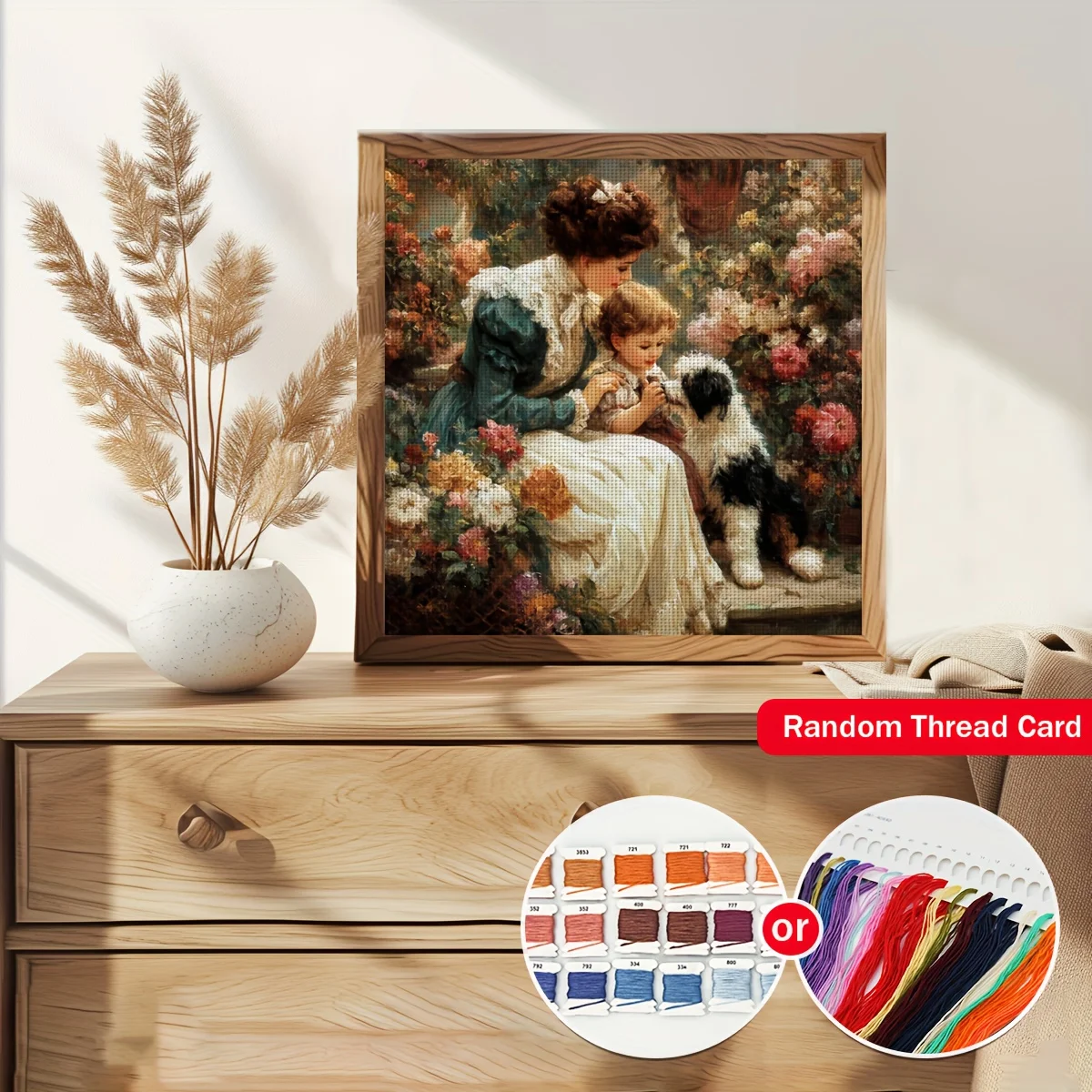 1PC 36X36cm/14.17X14.17inch, 11CT Print Cross Stitch DIY Kit, Garden Tenderness, Adult Beginner's Relaxed Cross Stitch