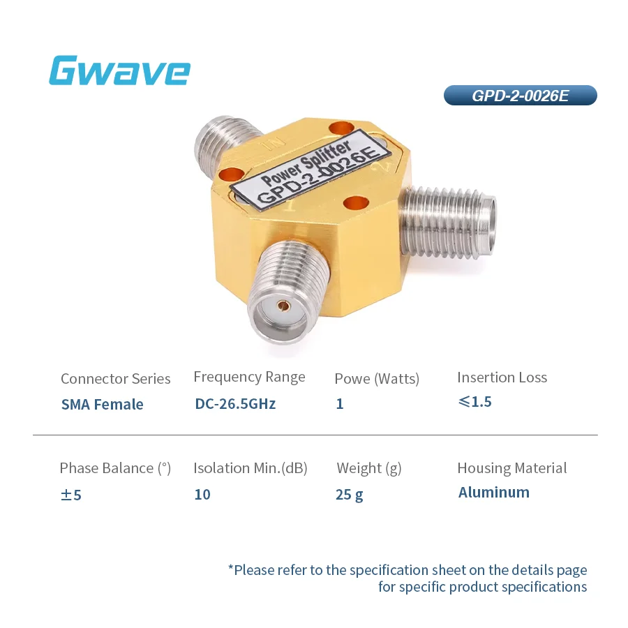 اتجاهين لفاصل الطاقة SMA للاتصالات DC إلى 26.5 جيجا هرتز 1 وات