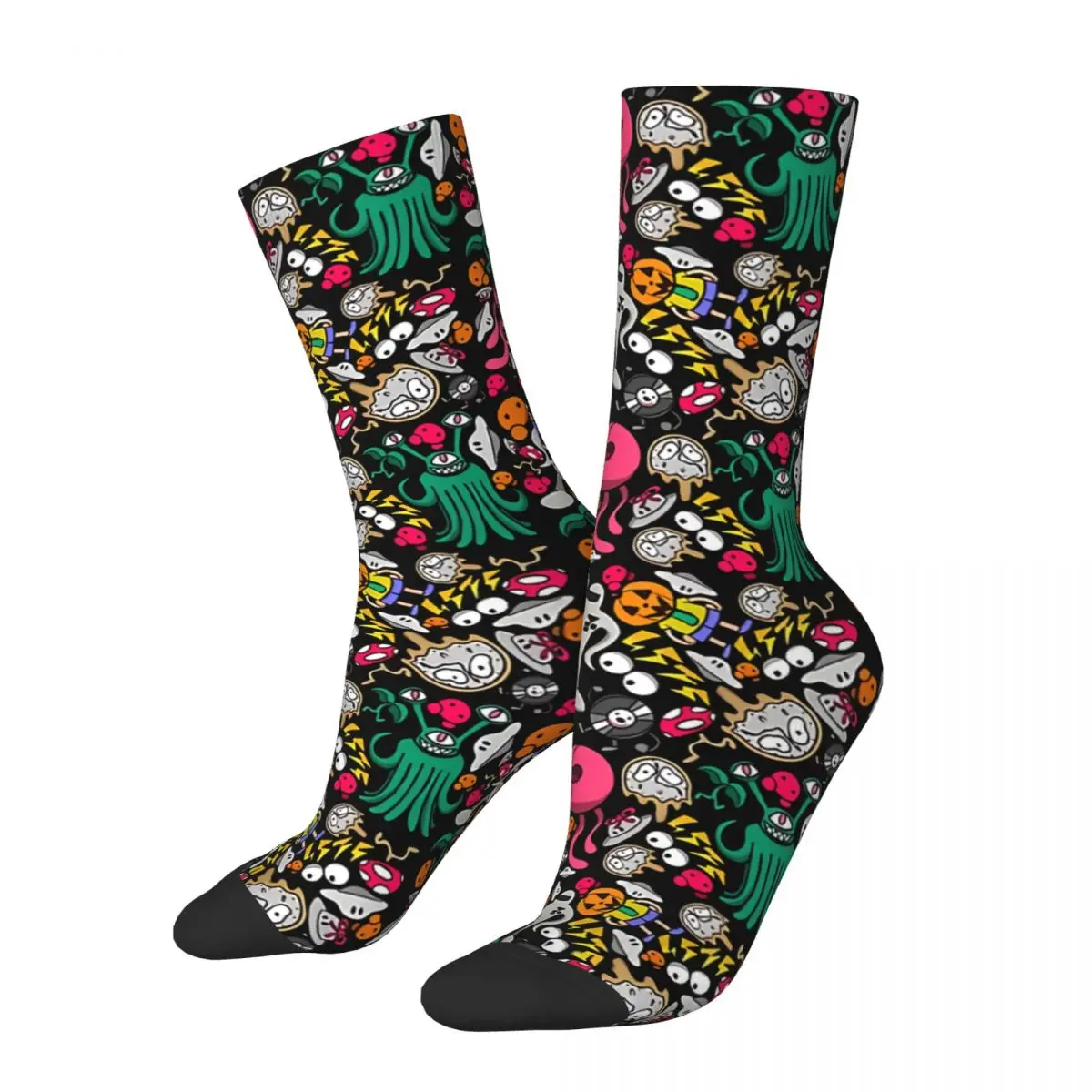 Happy Men's Socks Earthbound Enemy Vintage Harajuku Alien Hip Hop Seamless Crew Crazy Sock Gift Pattern Printed