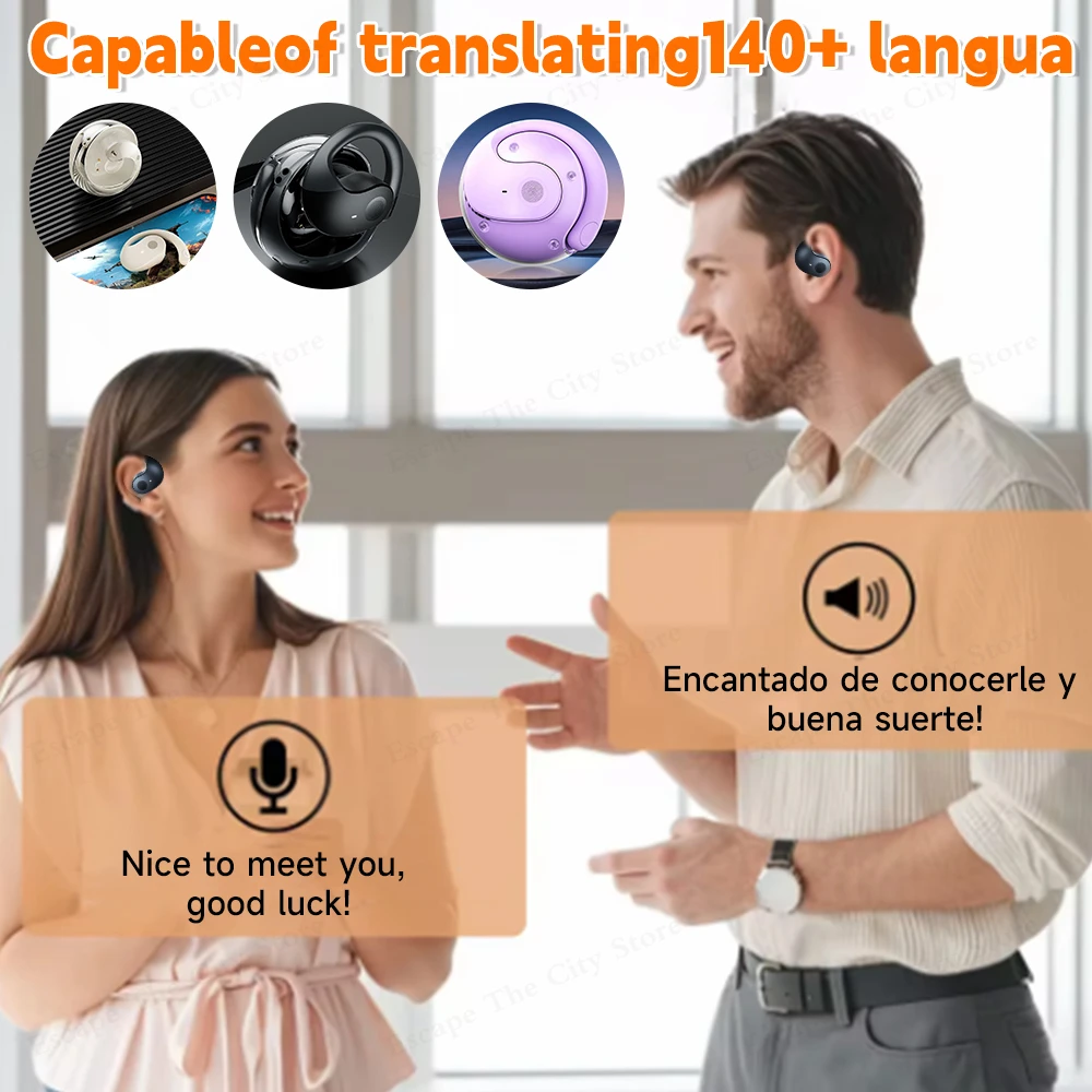 Smart Wireless BT AI Translation Earbuds 99% Accuracy 144 Languages Translator Earbuds Translator Device for Travel Business