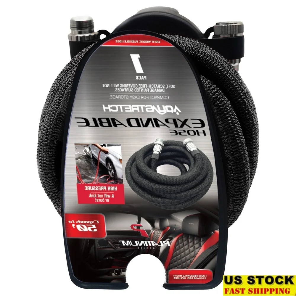 

Expandable Garden Hose 50ft Lightweight Durable Flexible Compact Storage Wash Car Watering Garden Easy Organizing Rack