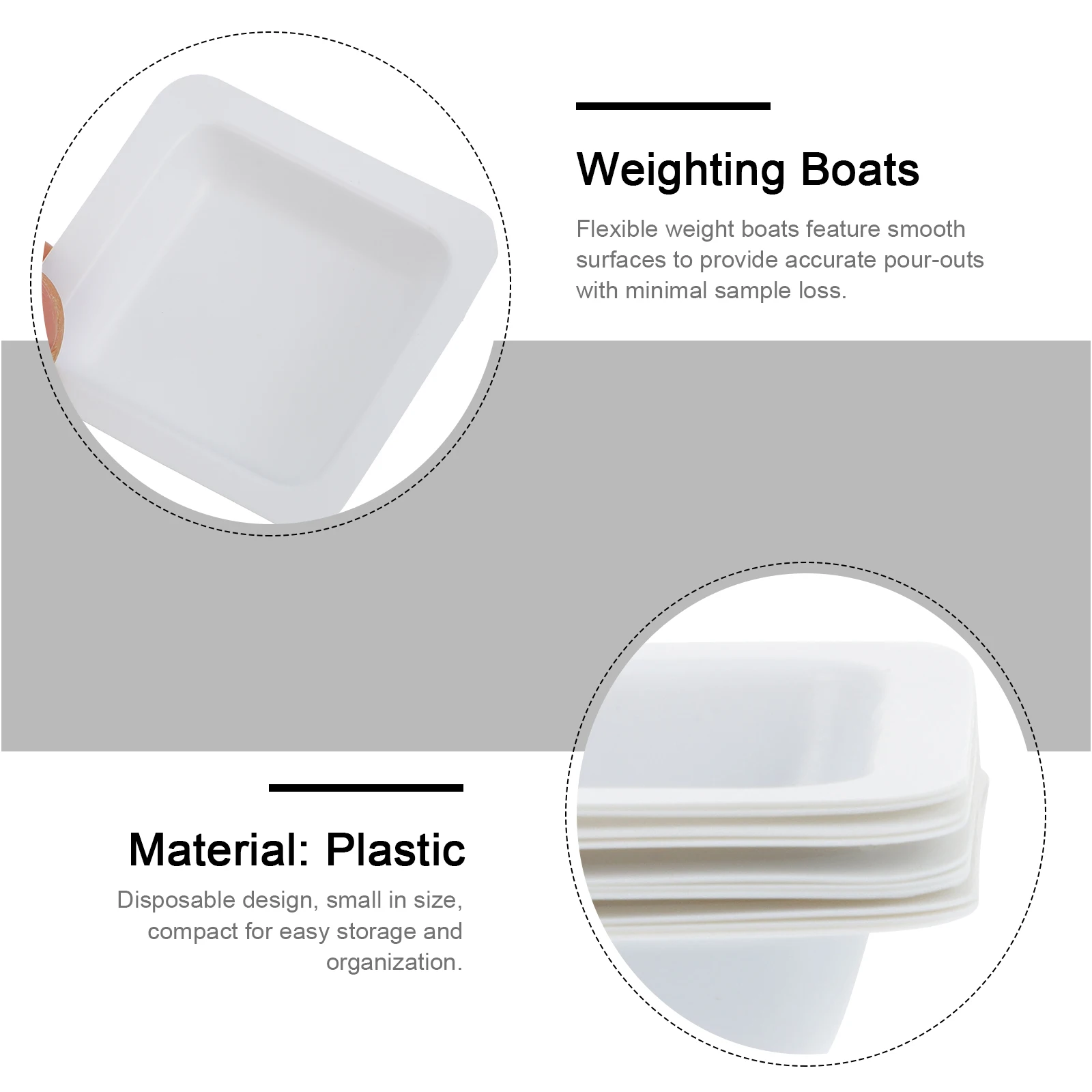 

20pcs Plastic Weigh Boats 7Ml Disposable Square Weighing Dishes Stackable Space Saving Chemical Resistant Lab Supplies Teaching