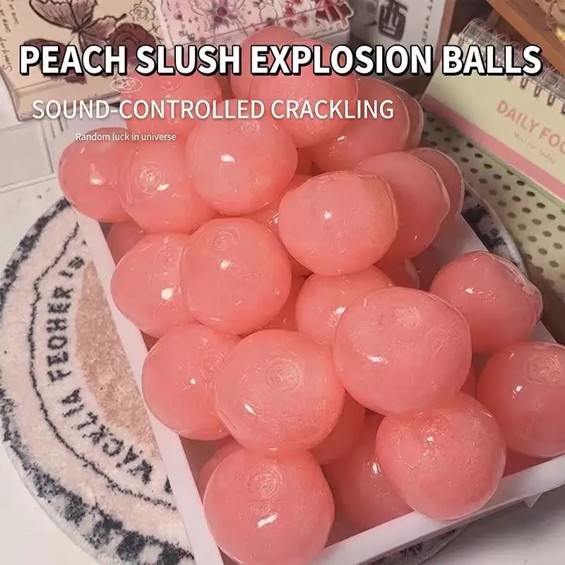 ASMR Peach Slushy Toy Translucent Pink Stress Relief Ball Jelly Mochi Squeeze Toy For Anxiety ADHD Cute Desk Fidget Gift