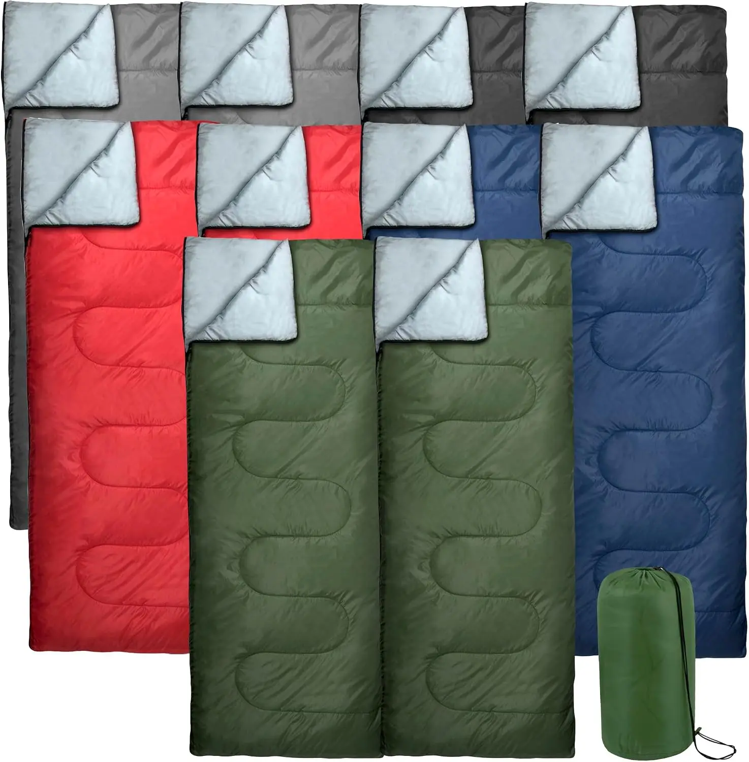 Bulk 10 Pack Envelope Sleeping Bags, 4 Seasons Warm or Cold Lightweight Indoor Outdoor Sleeping Bags for Adults, Backpacking