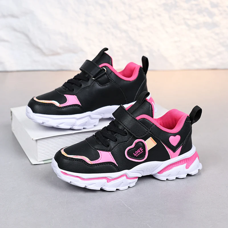 

Hot Selling Child Sneakers Comfortable Leather Sports Shoes for Girls Lightweight Anti-Slip Casual Sneaker Girls Running Shoes
