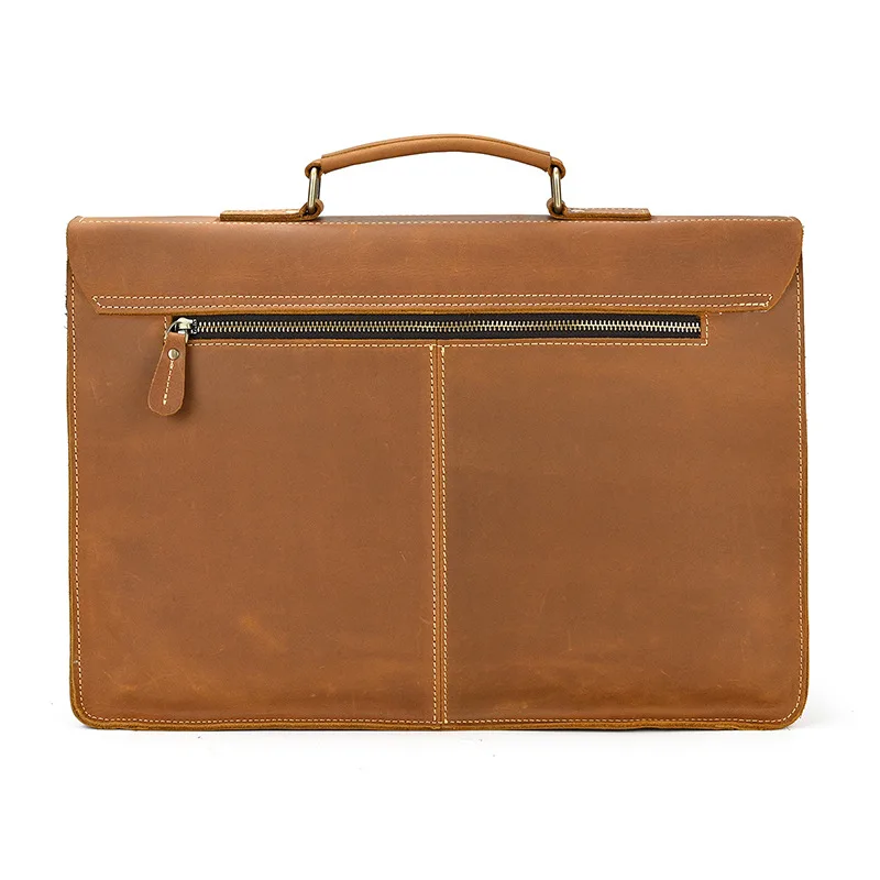 Luxe Mode 100% Echt Leer Mannen Aktetas Koe Lederen Laptoptas Vintage Schoudertas Echte Koeienhuid Computer Tas 15.6"