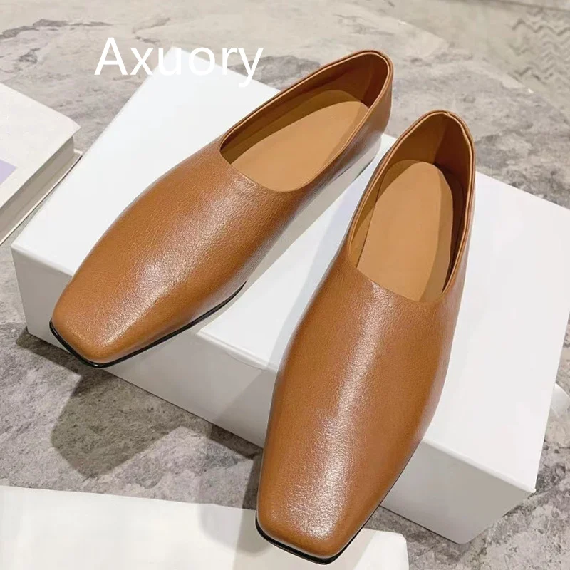 

2023 Autumn Women's Flat Shoes Square head mules Genuine Leather Ultra soft material Fashion Style High Quality