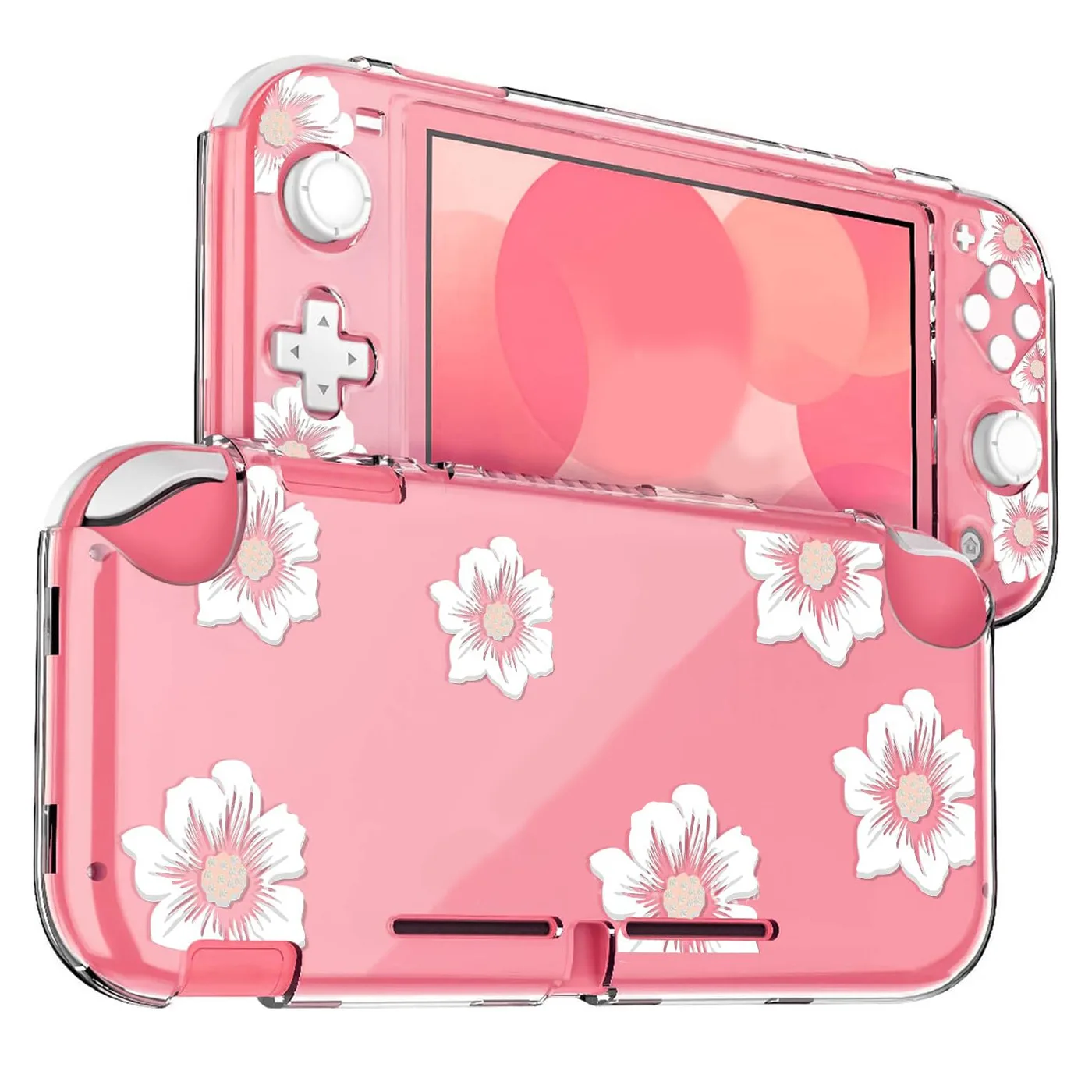 Hard PC Impact resistant split case cover Transparent Cat pad Cherry blossom Sunflower pattern Joycon case Nintendo Switch Lite