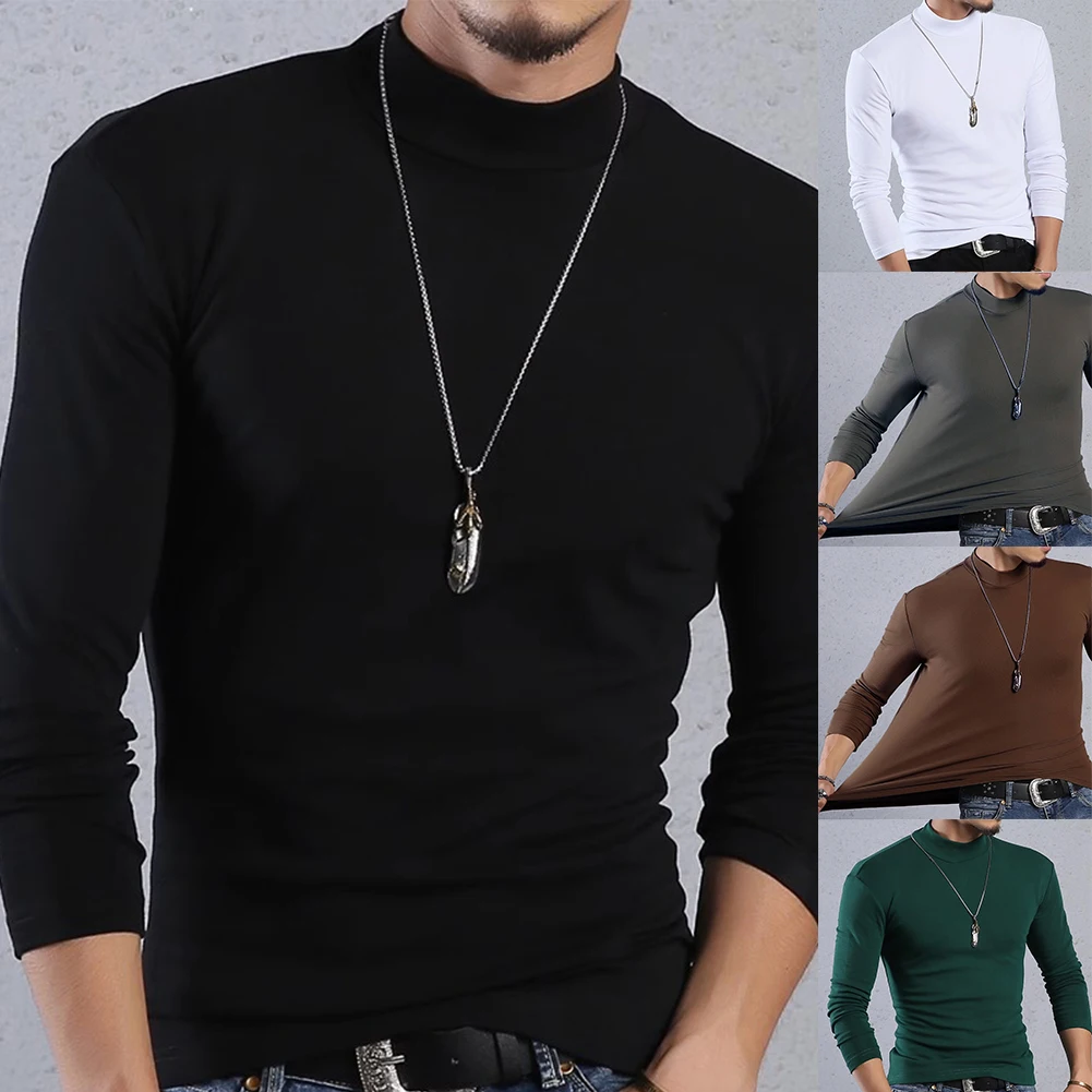 

Mens Warm Soft T-Shirt Plain Casual Pullovers Long Sleeve Thermal Underwear Tops Fitness For Winter Sprots Wear Undershirts