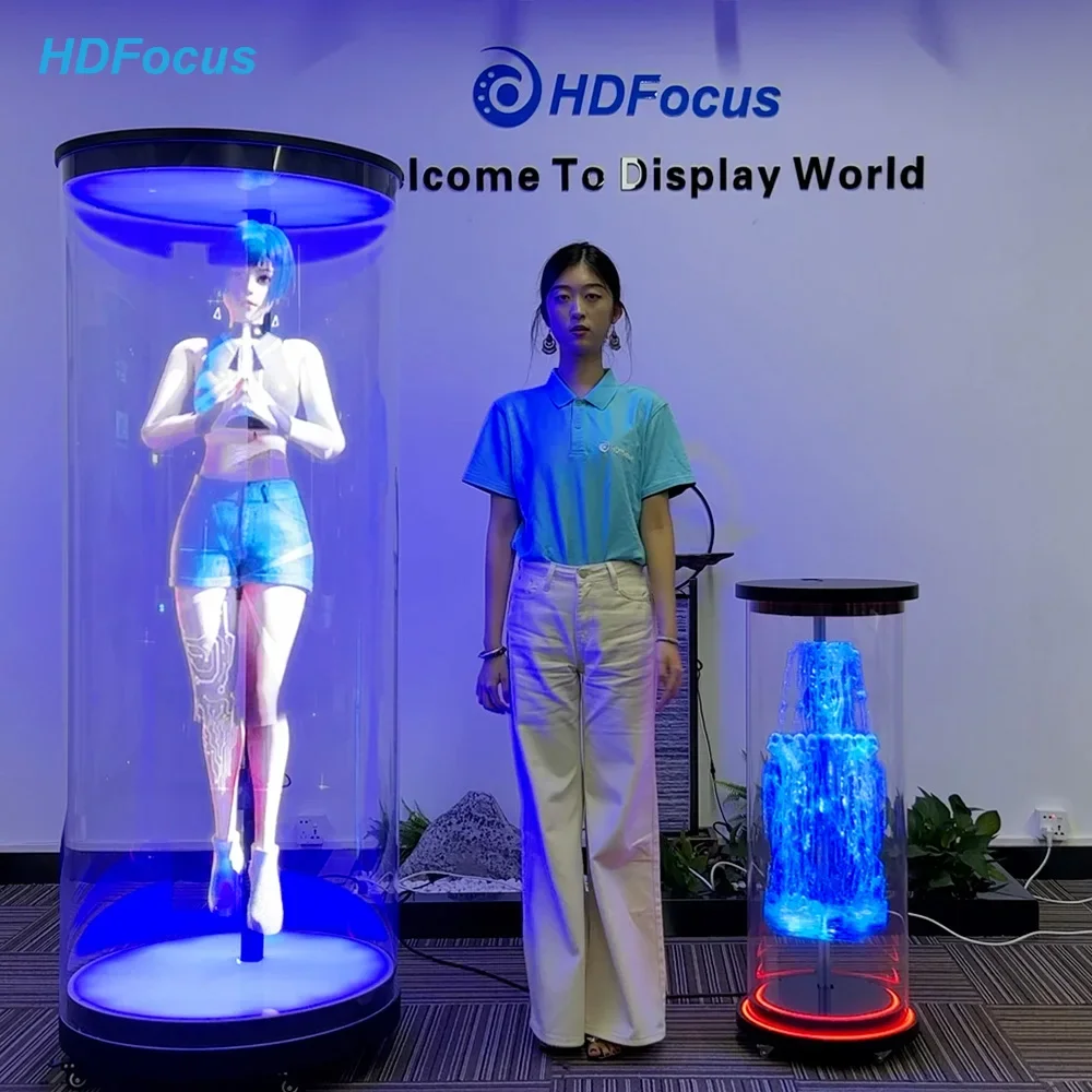 Step Into The Future with 3D Hologram Projector Fan Splicing Cylindrical Hologram Cabinet Human Solution