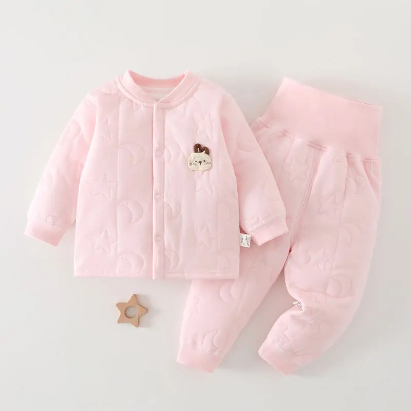 Somenie Autumn and Winter Baby Padded Set 40g Newborn Thermal Underwear Cardigan Baby Casual Coat