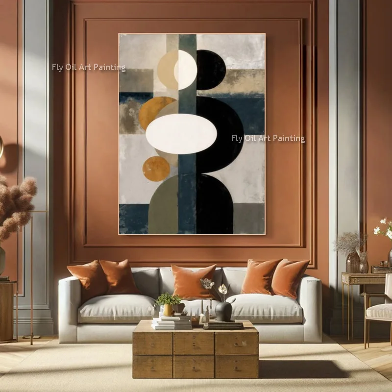 Simplism Design Dark Green Biege Abstract Canvas Artwork Handmade Fashional Home Wall Decor Items Black Red Oil Paintng As Gift