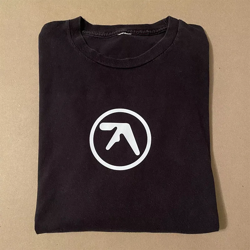 Men T-Shirt Aphex Twin Long Sleeve Print Cotton Graphic Oversized Korean Fashion Short Sleeve Tops Tees Y2k Streetwear Clothing