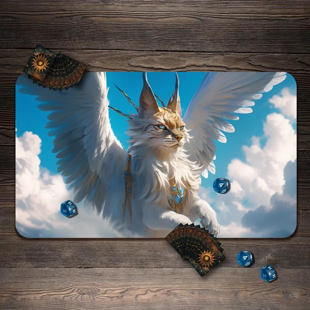 TCG Playmat, Cat Commander Theme, TCG Playmat with Zones desk accessories	 alfombrillas para escritorio tapis de souris