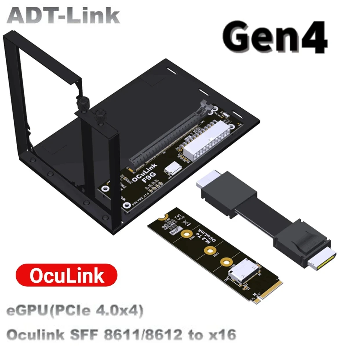 PCIe 4.0 X4 OcuLink External Graphics Card GPU Dock Notebook FFC High Speed M.2 NVMe / OcuLink SFF8611 to PCI-E x16 eGPU Adapter