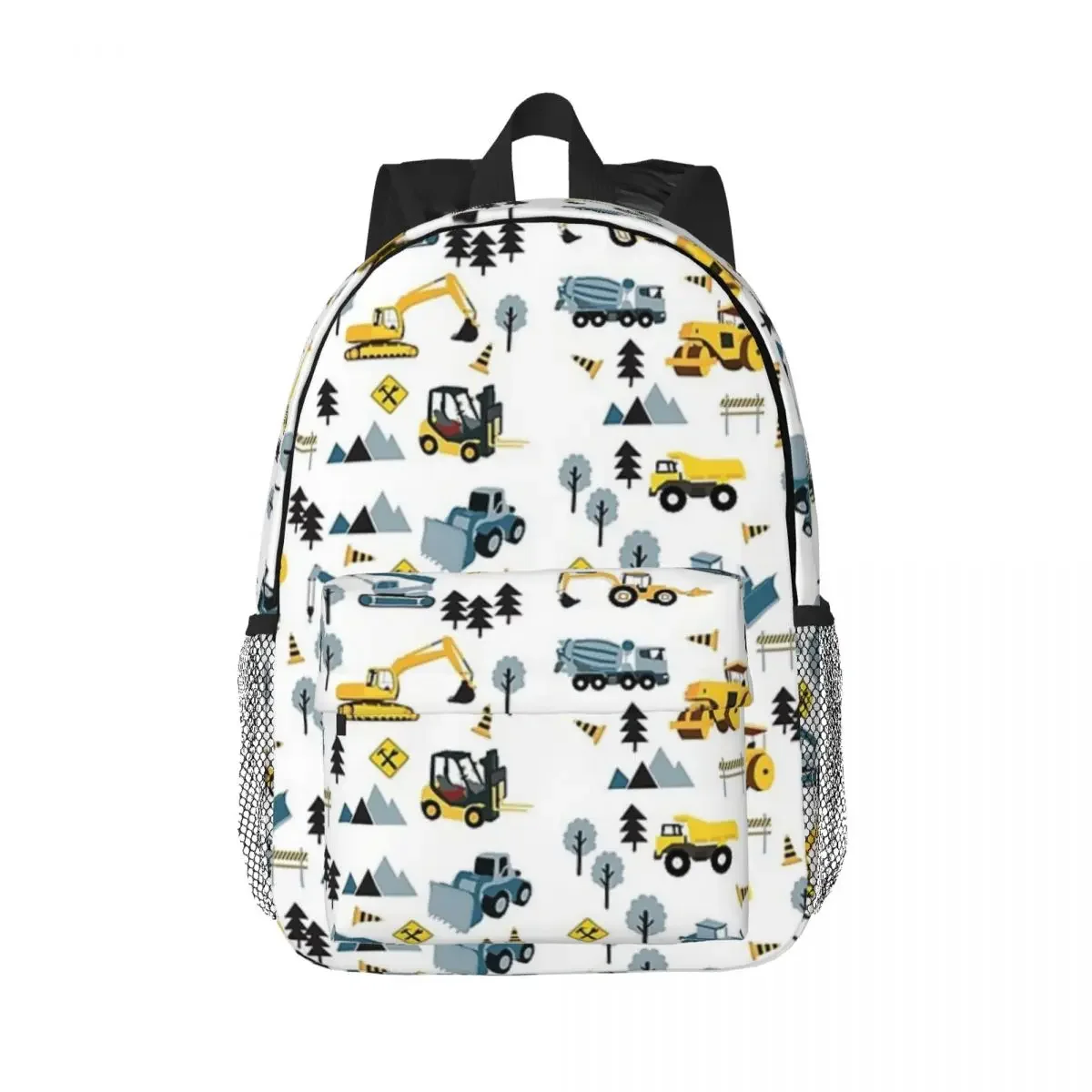 Mochilas con patrón de tema de camiones de construcción azules para niños y niñas, mochilas escolares para niños, mochila para computadora portátil, bolsa de hombro