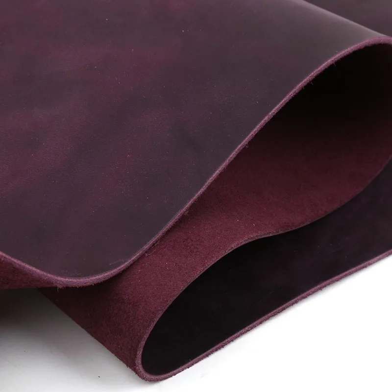 2 mm lila Crazy Horse-Leder, erstklassiges Rindsledermaterial, handgefertigter DIY-Echtlederstoff, Planerbuch, Tisch m