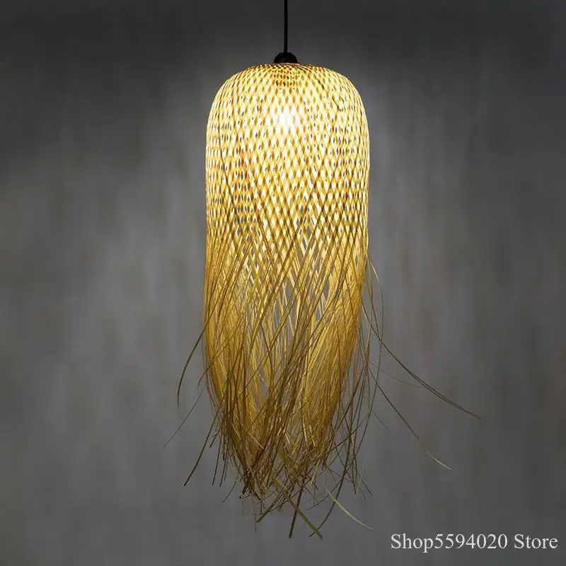 Chinese Bamboo Pendant Lights Led Hang Lamps for Home Luminaire Design Japanese Pendant Loft Hanging Lustre Suspension Fixtures