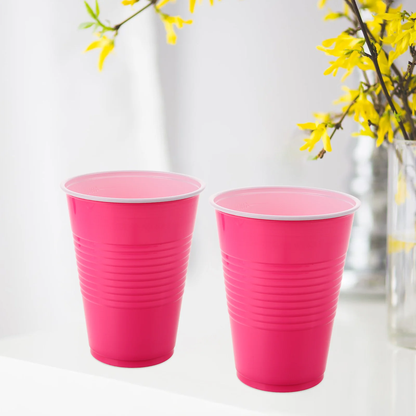 20 vasos de cóctel desechables para fiesta, decoración de cumpleaños (rosa roja, plástico de 16oz, 20 piezas), vasos de agua para boda para beber