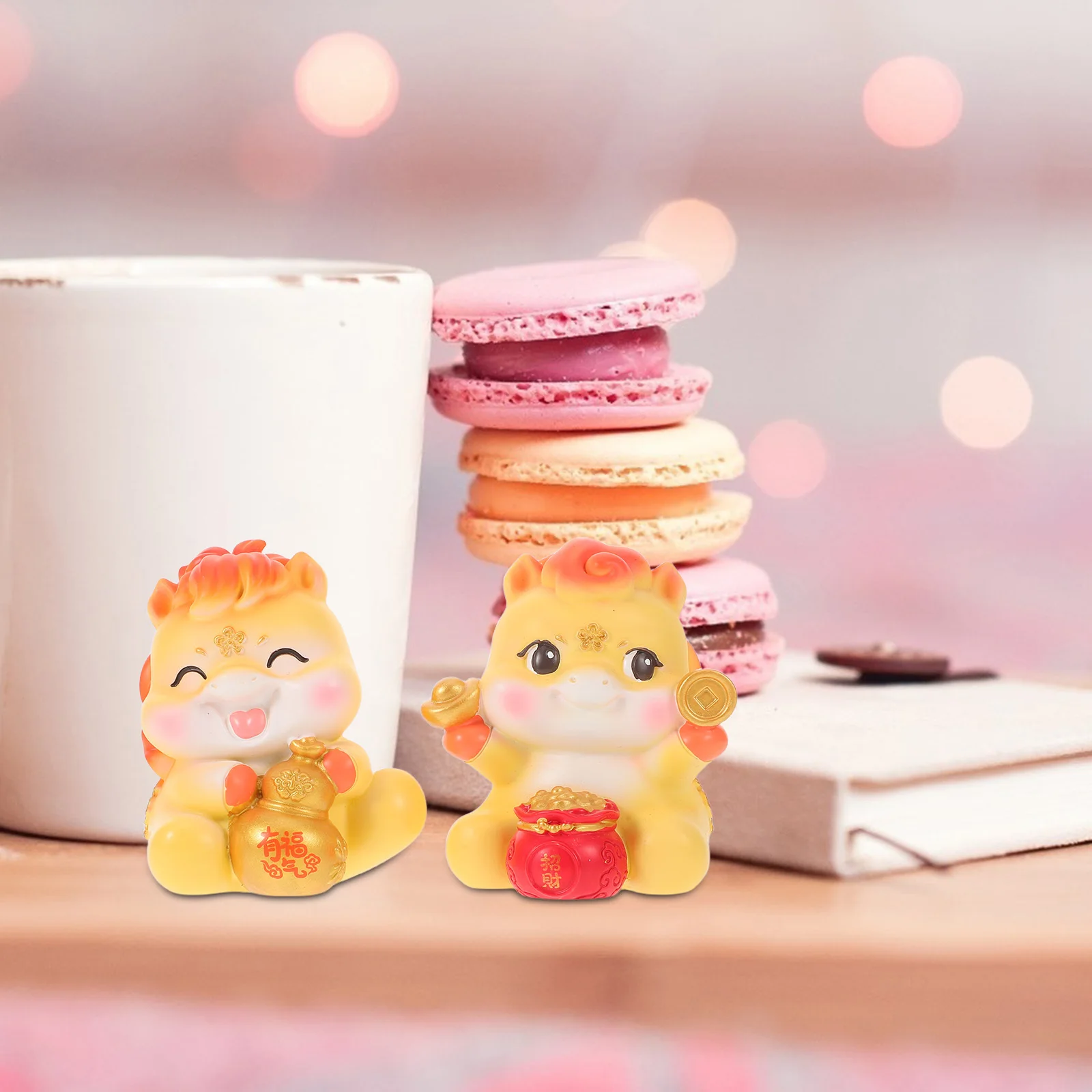 

2pcs Mini Resin Horse Figurines Chinese Zodiac Animal 2026 Year Of The Horse Lucky Decor For Home Office Desk Feng Shui Ornament