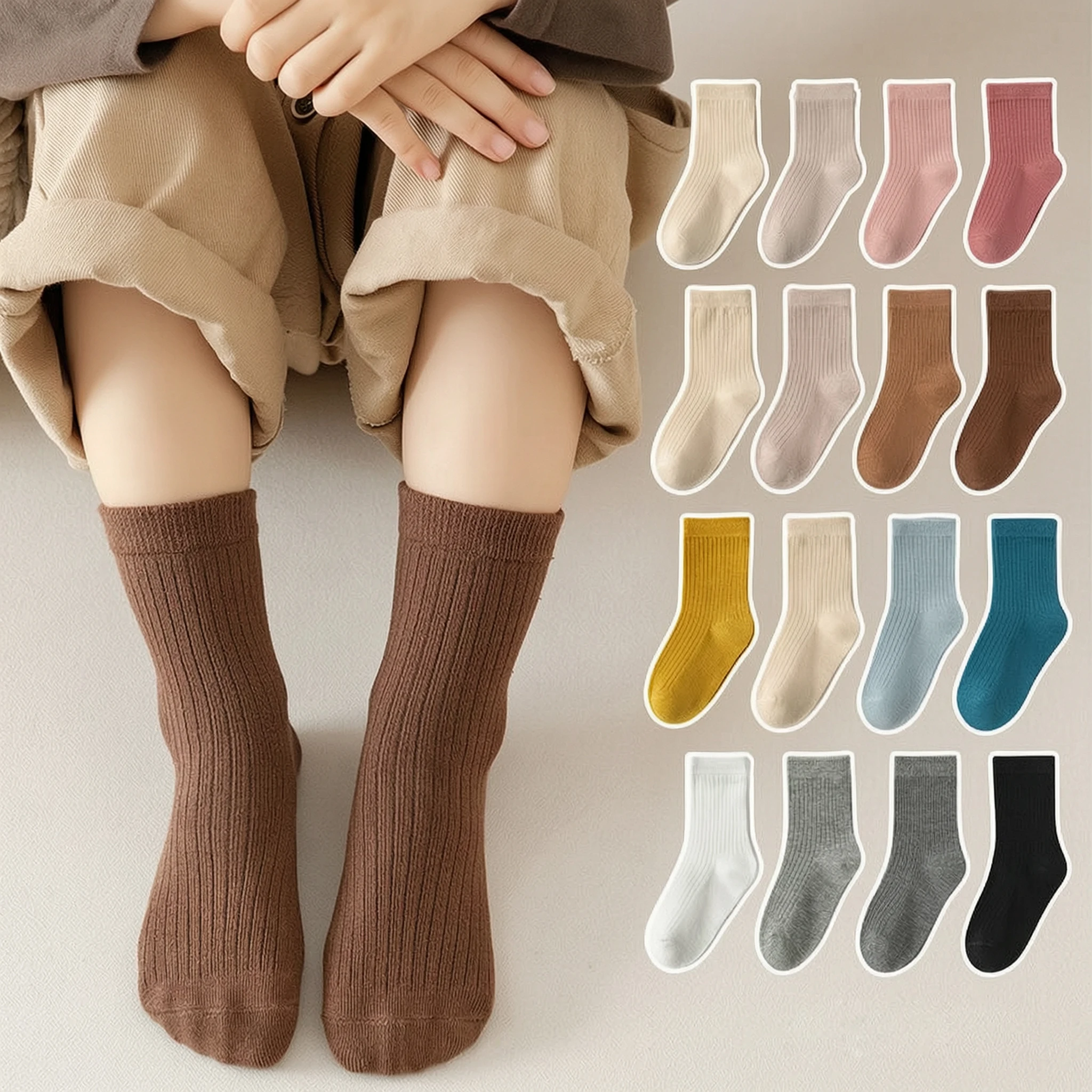 2/4/8 Pairs Lot Kids Casual Socks for Girls Boys Clothes New Children Infant Rainbow Cotton Knitted Ankle Short Sock Fashion