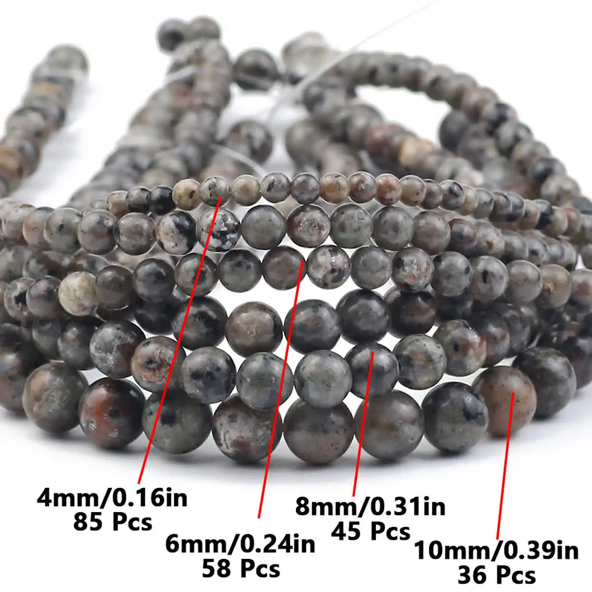 4-10mm 18pcs Stones Half Strand Gray Flame Stone Spacer Loose Beads For Jewelry Making DIY Bracelets Necklace Accessories