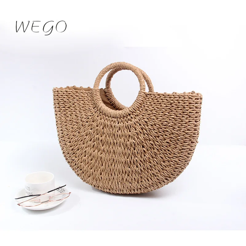 

Straw Handbag Women Summer Rattan Bag Handmade Woven Seaside Beach Circle Bohemia Shoulder Handbag