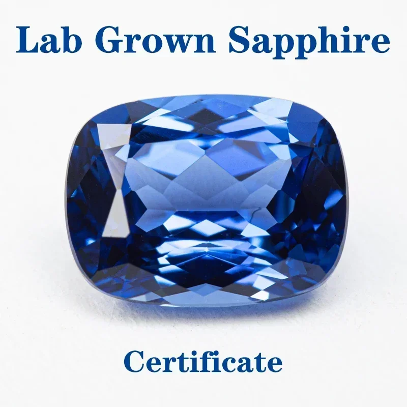 

Top Lab Grown Sapphire Rectangular Cushion Shape Light Royal Blue VVS1 Selectable AGL Certificate Charms DIY for Jewel Making