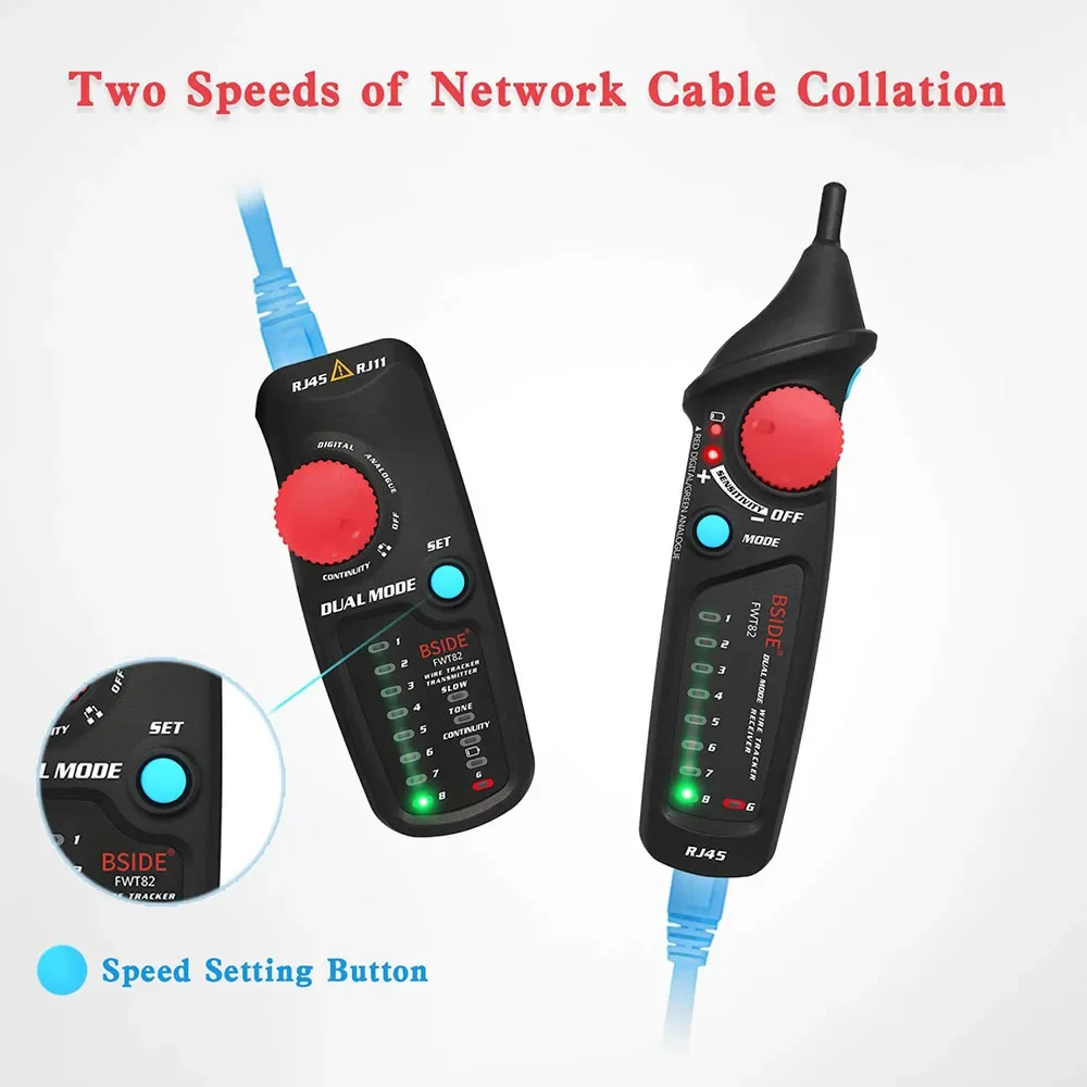 FWT82 Network Cable Tracker Dual Mode Wire Toner RJ45 RJ11 Ethernet LAN Tracer Analyzer Detector Line Finder Tester