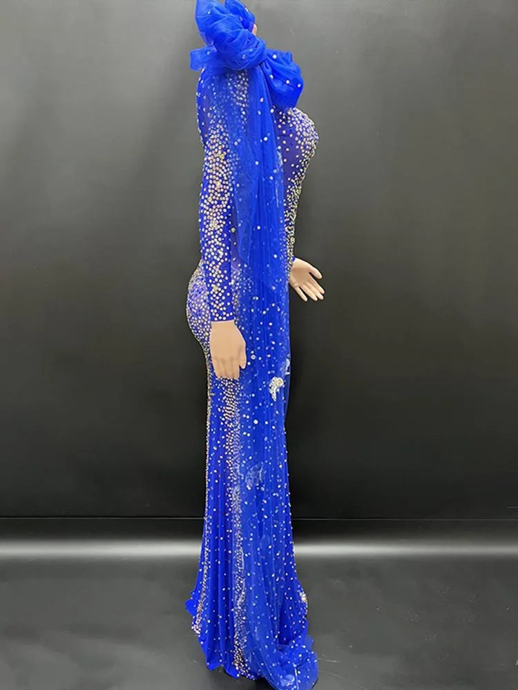 PMurcia-Jupe longue élastique en mousseline de soie pour femmes, diamant, nœud, maille sexy, vêtements personnalisés à la mode, haute qualité, chaud, nouveau, 2024