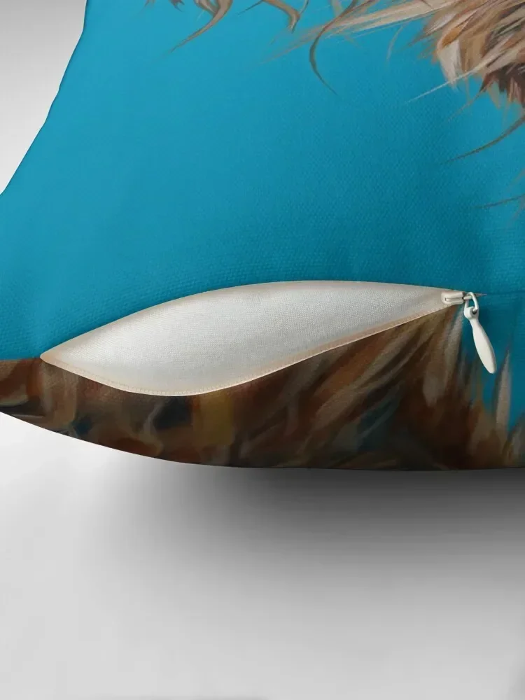 زغب ماكداف. بقرة المرتفعات المشعرة، هيلان الاسكتلندية كو آرت من قبل الفنان البريطاني المحفوز على جائزة سام فينر رمي الوسادة #2