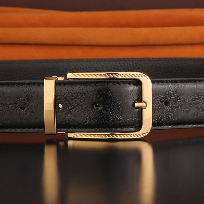 Golden pin buckle designer belts men High Quality Green Waist Strap fashion luxury brand formal Casual Cowskin Waistband - Image 3