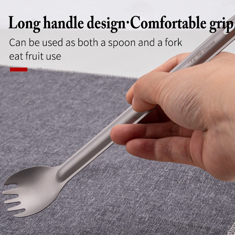 TiTo Titanium Spork Spoon Long Handle Outdor Camping tableware Portable Ultralight Cooking Environmental Picnic Accessories