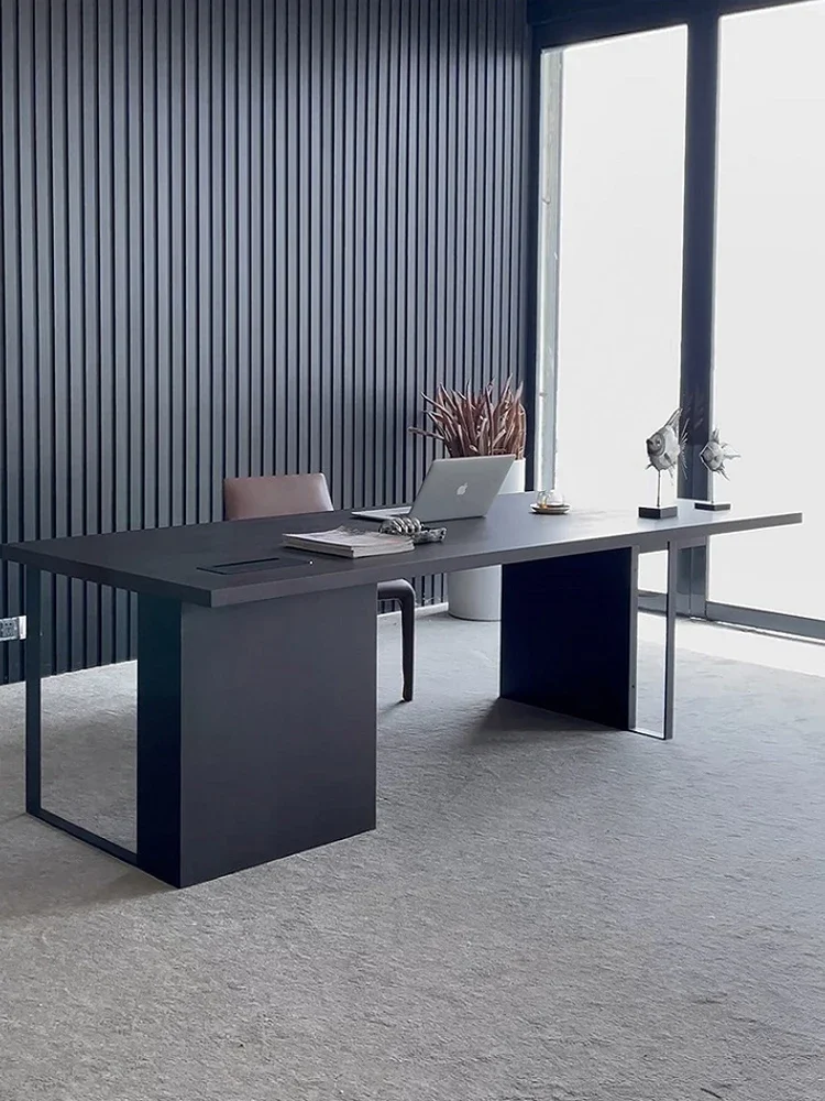 

Office desk, light luxury, modern desk, smoky solid wood desk, study designer, computer desk