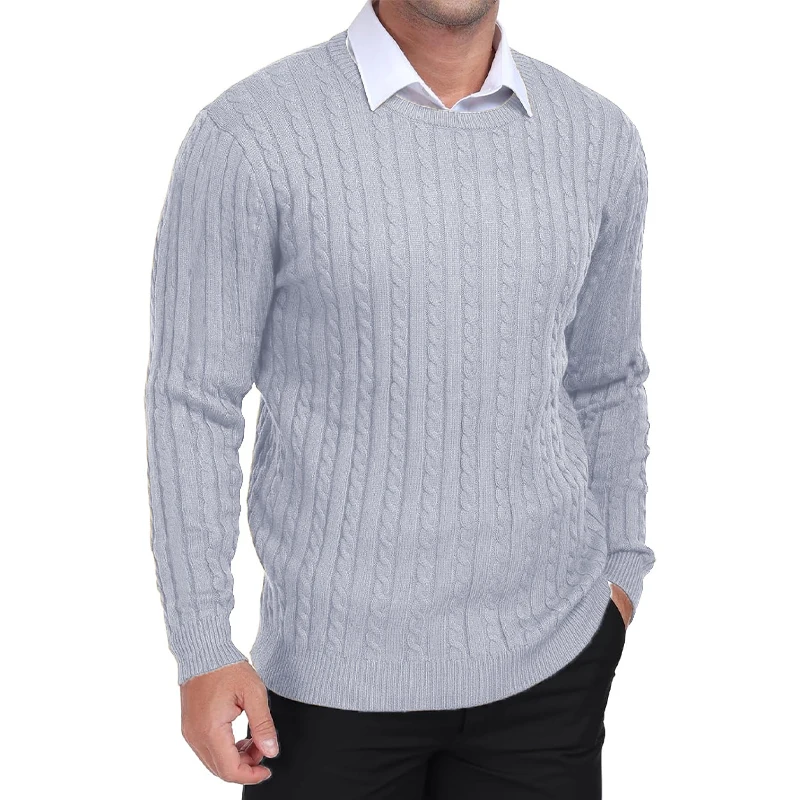 Classic Crewneck Cable Knit Sweater Long