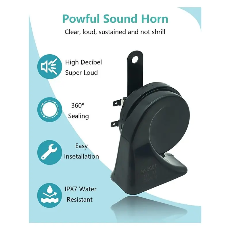 AT41 Super Loud 12V Universal Car Horn Electric Auto Horn Waterproof Low High Two Tone