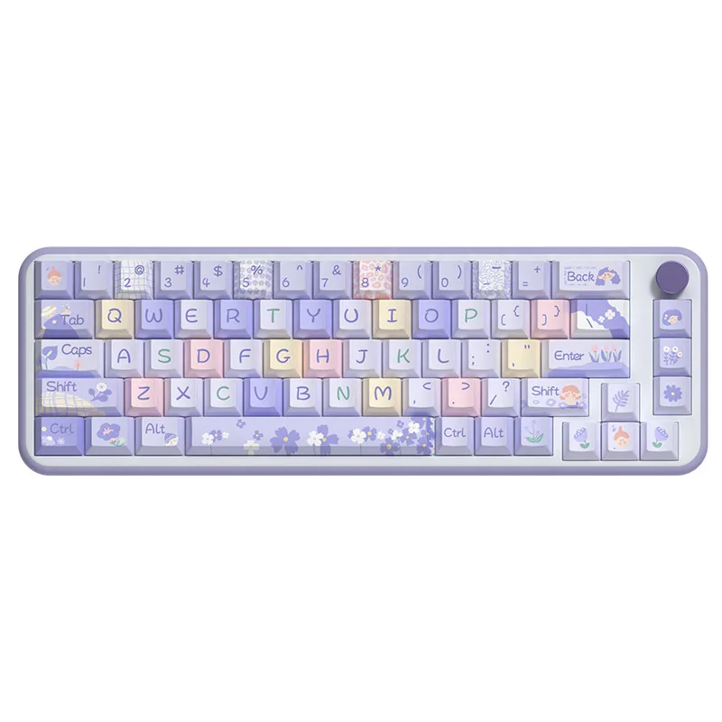 Keyboard Keycaps Cute Purple Flower Key Caps for Mechanical Keyboard Caps Girls Key Caps Accessories Decor Office Home Work