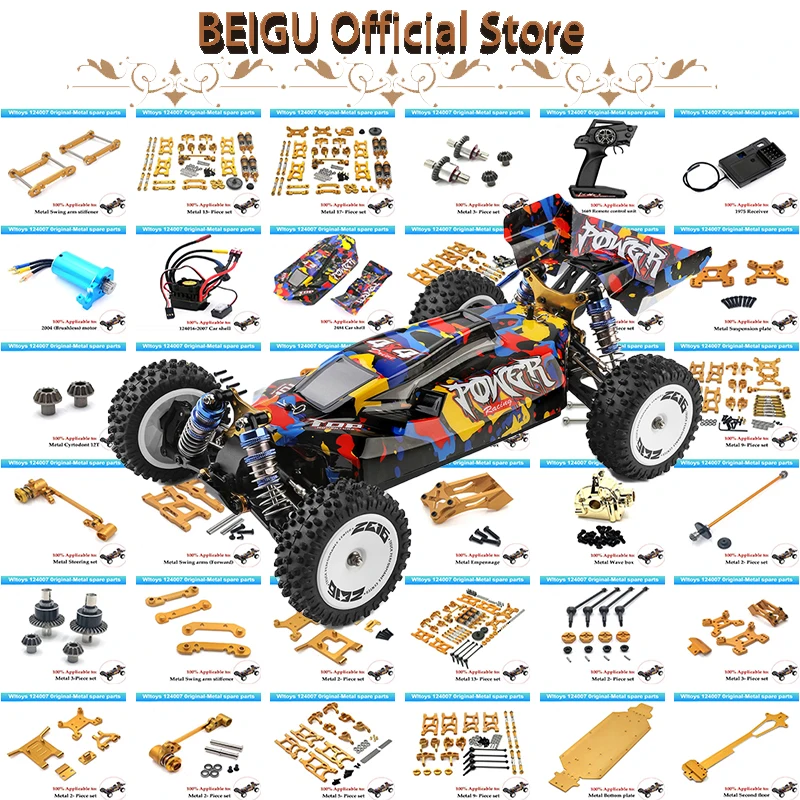 WLtoys 124007 1/12 RC Car Original Spare Parts Complete Set Car Shell Shock Absorber Tyre Dog Bone Motor Differential Receiver