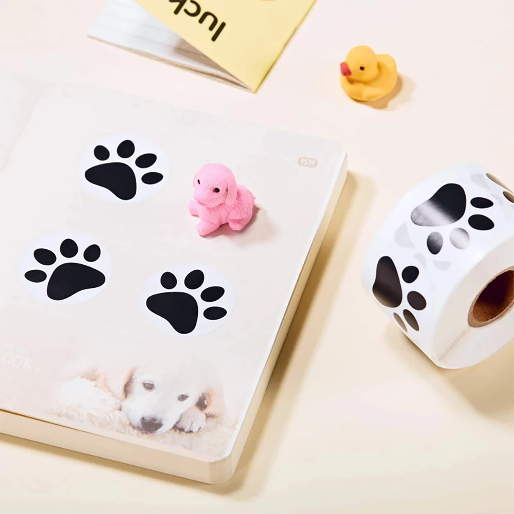 500 Pcs Black Paw พิมพ์สติ๊กเกอร์สุนัข Cat Bear Paw สติกเกอร์วันเกิดของขวัญตกแต่งสติกเกอร์ปิดผนึกอุปกรณ์เครื่องเขียน