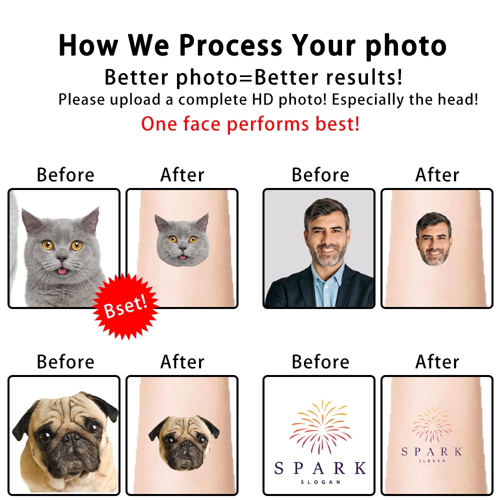 15pcs Custom Pet Photo Temporary Tattoos Personalized Your Pet As Sticker Design for Dog & Cat Lovers Pet Birthday Parties Decor - Image 5