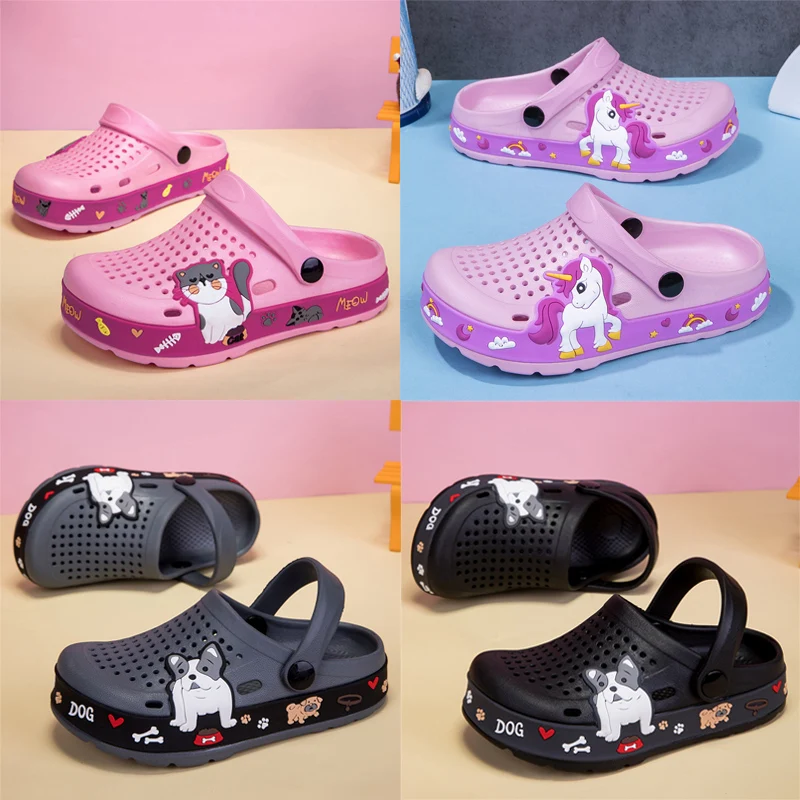 Children Shoes Baby Boys Slippers Cartoon Excavator Print Clogs Summer Beach Shoes Breathable Soft Indoor Sports Boy Sandals