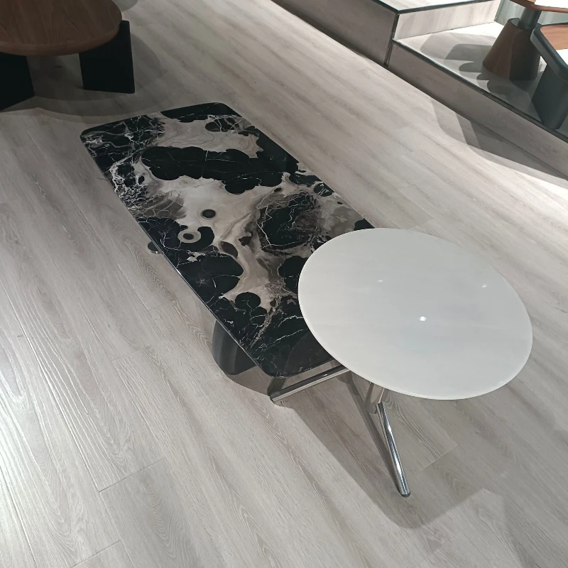 

Rectangle stainless steel marble office home living room black rose natural luxury stone coffee table side table