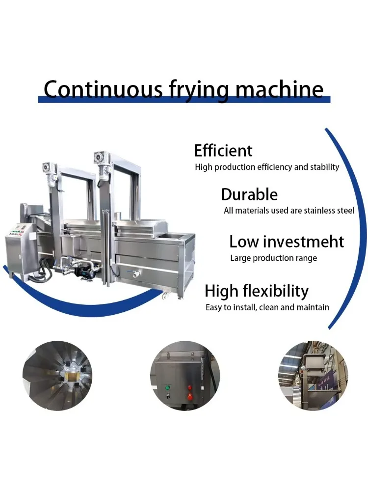 Multifunctional Automatic Continuous Donut Dumpling Samosa Frying Machine Banana Potato Chips Soya Bean Electric Gas Deep Fryer