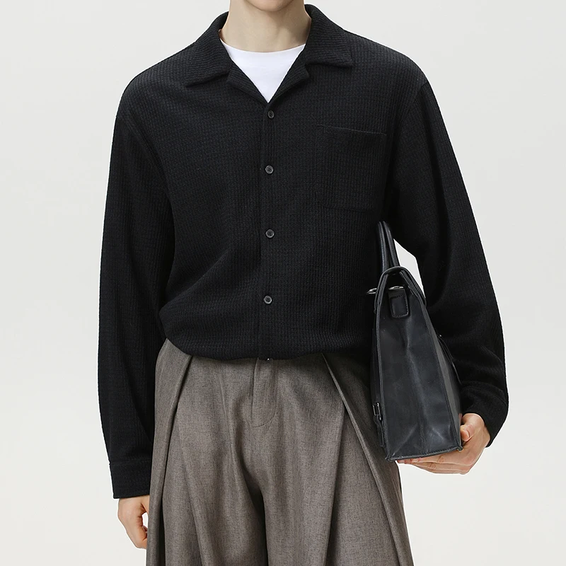 قمصان كلاسيكية بلون واحد للرجال بأكمام طويلة وأزرار علوية قميص غير رسمي لربيع وخريف 2026 قمصان رجالية أنيقة من المال القديم #4