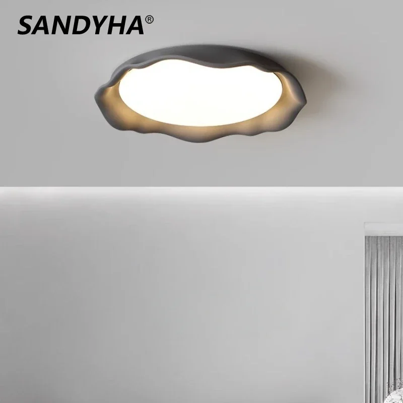 

SANDYHA Modern Bedroom Ceiling Lights Circular Ring Design Cement LED Lamps for Living Room Study Lighting Fixtures Home Decor