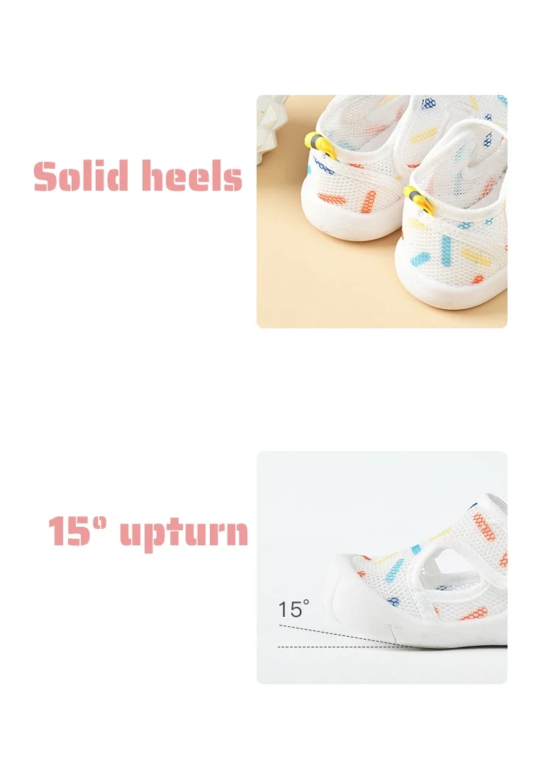 Neue Kleinkind-Babysandalen, atmungsaktives Luftnetz, niedliche Schuhe, 1–4 Jahre, rutschfeste, weiche Sohle, Lauflernschuhe für Kleinkinder, leicht, für den Sommer – Detail 9