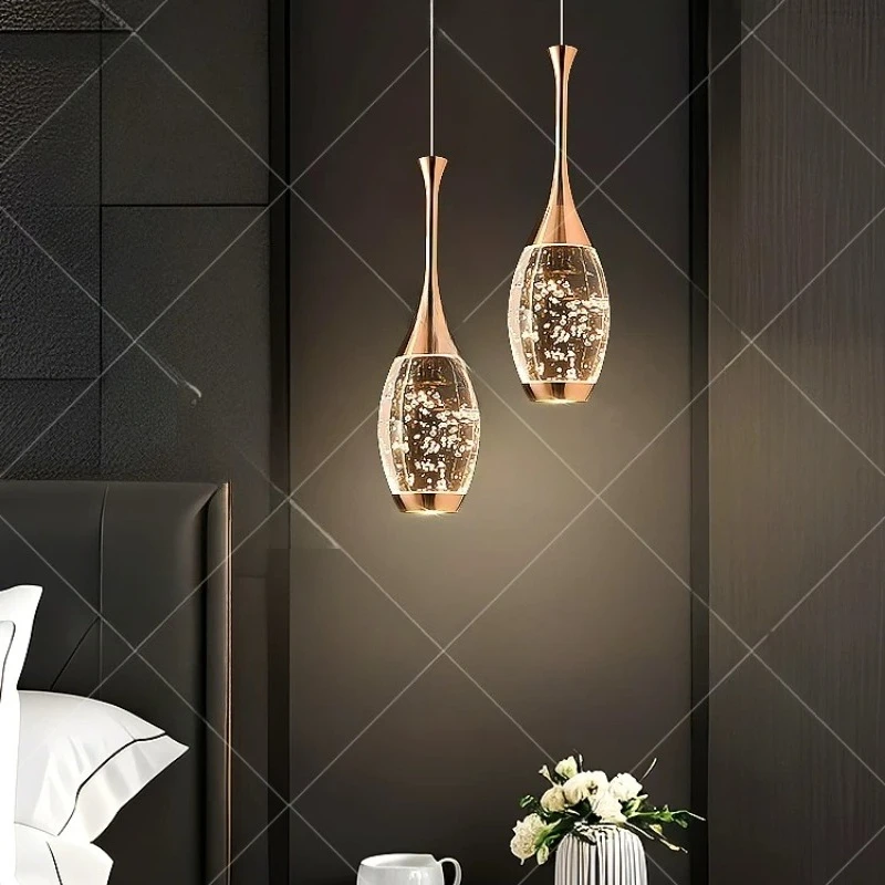 Modern Luxury Crystal Pendant Lights Stretchable Lifting Ceiling Hanging Lamps Bedroom Hotel Dressing