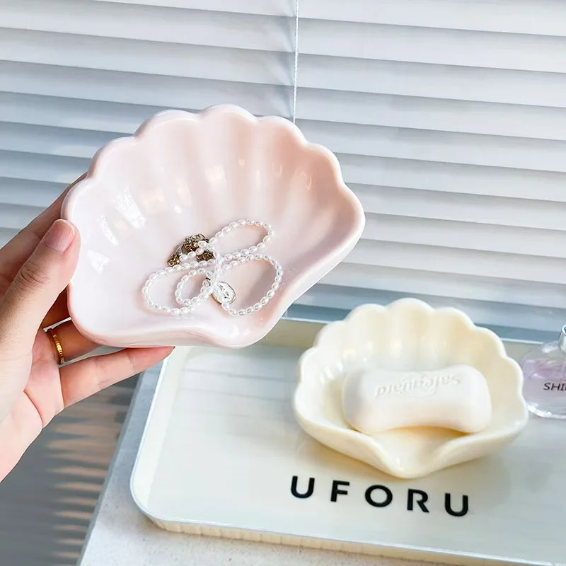 Nordic-style Seashell Soap Tray Bathroom Soap Storage Box Multifunctional Cosmetics and Jewelry Organizer